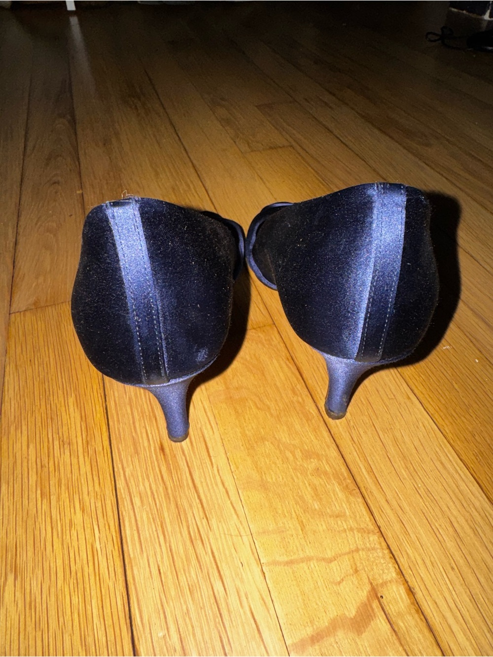 J. Crew Navy Satin Bow Peep-Toe Heels - Picture 7 of 7